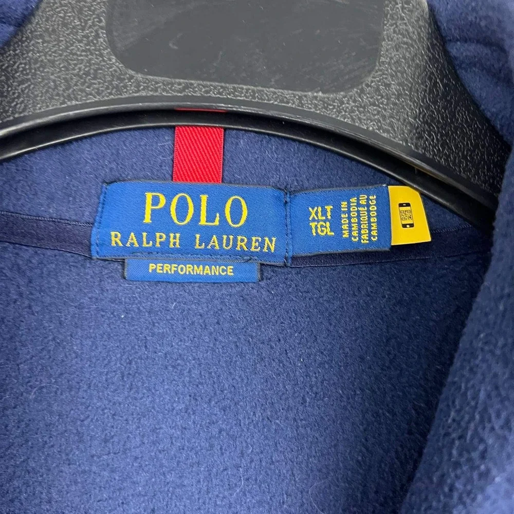 Polo Ralph Lauren Performance Fleece Vest Men XLT Tall Navy Blue Zip Up